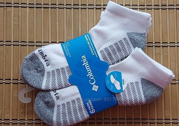 Носки мужские Columbia, короткие белые, набор 3 пары, р. 6-12 US, наш 40-45