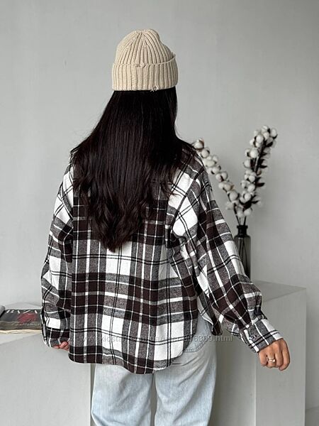 Тепла сорочка в клітинку шоколад