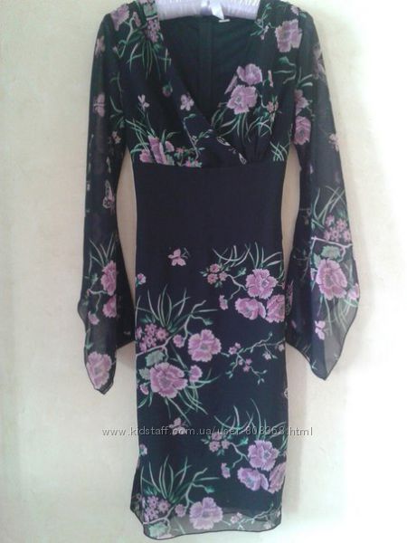 Платье шифоновое, винтажное в цветочный принт