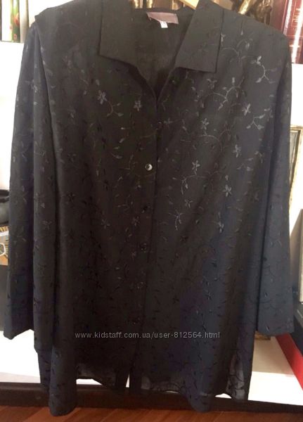 Чёрная , блуза , туника , шифон, большой, размер, 56-58