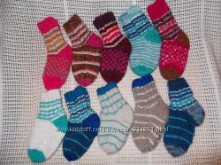 Вязанные носки малышам с козьим пухом