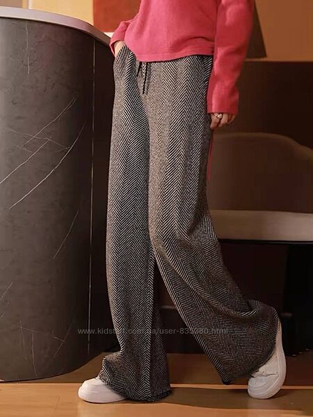 Жіночі теплі широкі штани кашемір/вовна, прямий вільний крій, розмір 42-44,