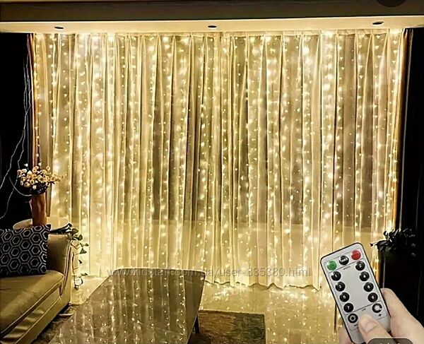 ЛЕД Гірлянда-штора, 32 м з пультом