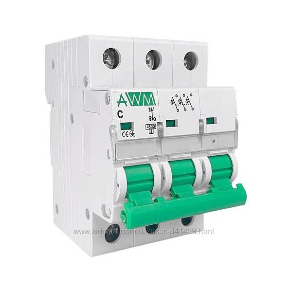 Автоматичний вимикач AWM 10А 3p 4.5kA Опт, Роздріб
