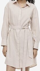 Продам платье-рубашку из льна H&M бежевого цвета, размер M.