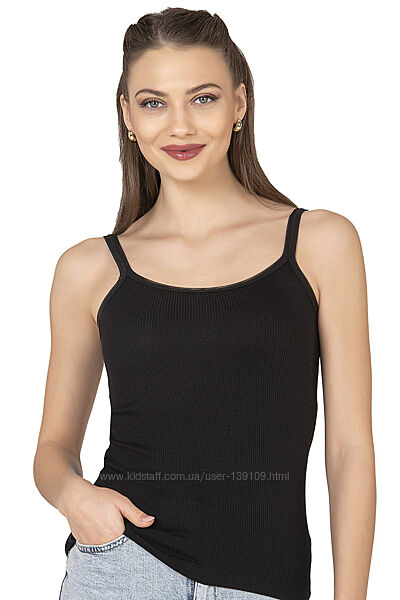 Жіноча майка в рубчик на тонких бретелях із віскози S M L XL 2XL