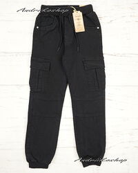 Штани джинсові утеплені флісом, штани теплі 146-170см чорні