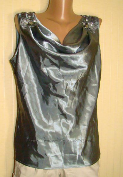 Блузка женская шелковая нарядная серая Ronni Nicole Размер 54 XL