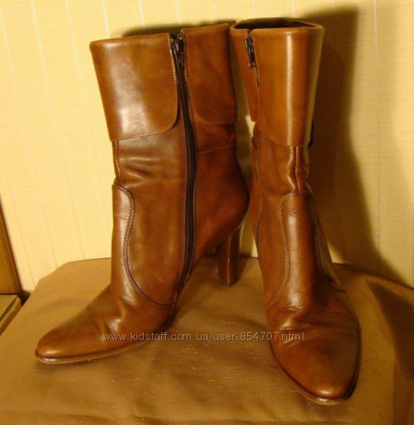 Сапоги женские демисезонные полусапожки кожаные коричневые Davos размер 38