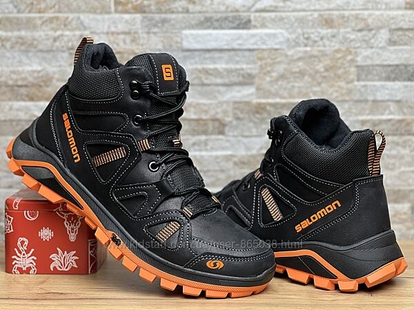 Спортивные кожаные ботинки, кроссовки на меху Salomon Winter