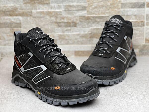 Спортивні шкіряні черевики, кросівки на хутрі Salomon Tech