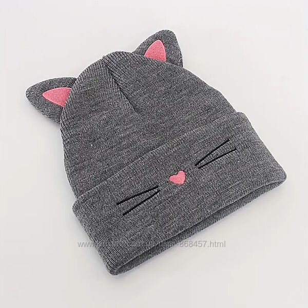 Шапка дитяча для дівчинки кішечка з вушками