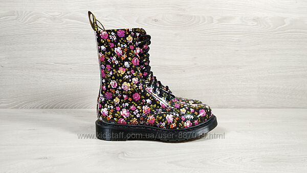 Лакові жіночі черевики в квіти Dr. Martens оригінал, розмір 38