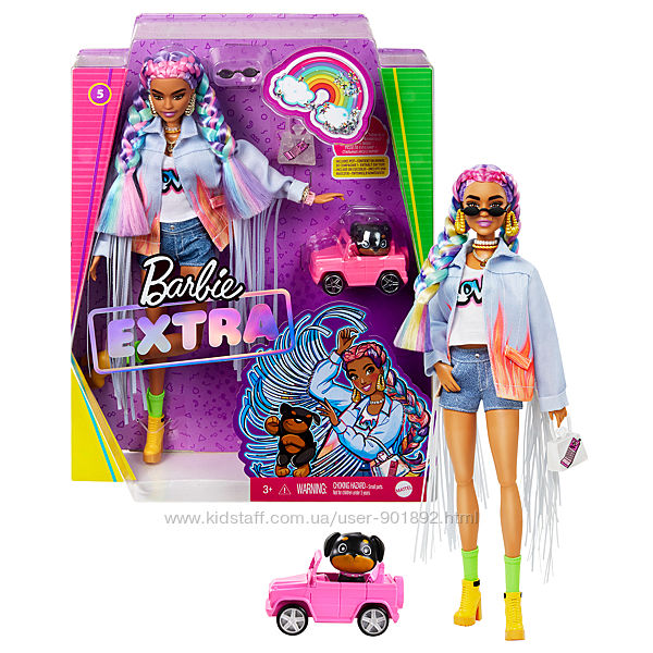 кукла с косичками и щенком Барби Экстра Barbie Extra Doll 5 Denim Jacket