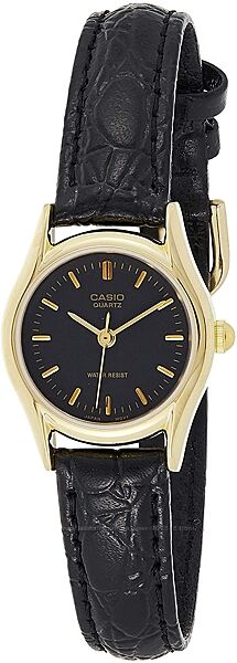 Часы Casio LTP1094Q-1A Black Leather Quartz Watch with Black Dial женские. 
