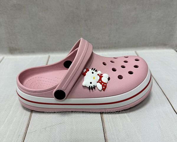 Дитячі сабо крокси crocs для дівчинки Luck line 30-35 пудра