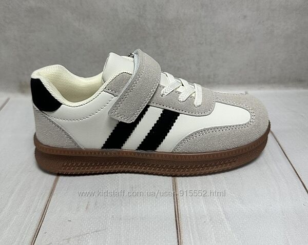 Стильні дитячі кросівки Kimbo дві полоски  brown 33-37 бежеві