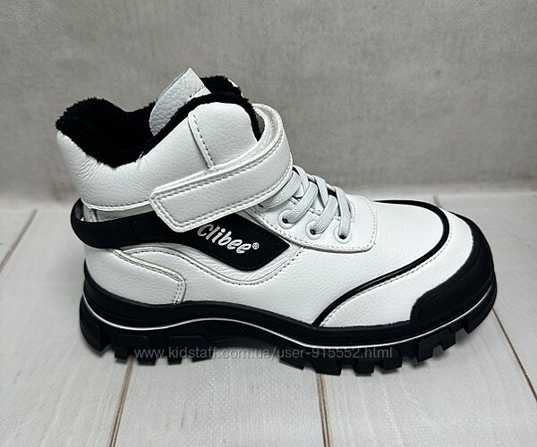 Демісезонні дитячі черевики Clibee утеплені  для дівчинки білий/чорний 32-3