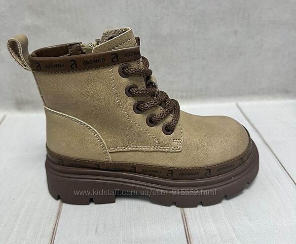 Дитячі черевики тімберленди Apawwa утеплені для дівчинки корич 26-37