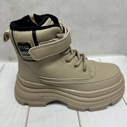 Дитячі підліткові зимові черевики на овчині clibee  бежевий 32-37