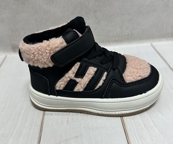 Демісезоні дитячі хайтопи GBF на флісі чорний/рожевий 27-32