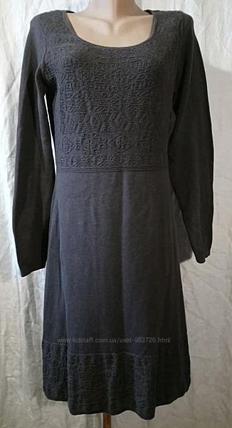 Платье р.46 Fat Fase серое трикотаж с узором длинный рукав коттон