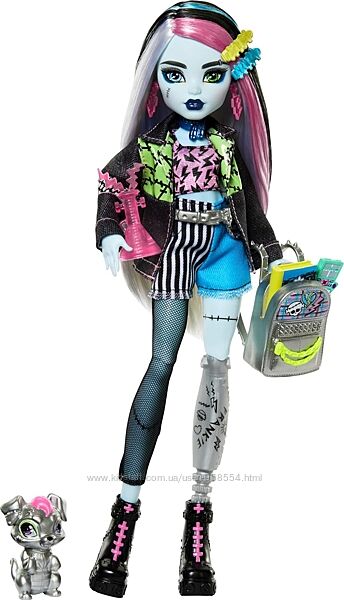 Кукла Монстер хай Фрэнки Штейн в джинсовом жакете с питомцем Monster High