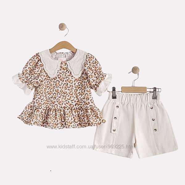 Детский летний костюм блуза и коттоновые шорты для девочки 2-5 лет
