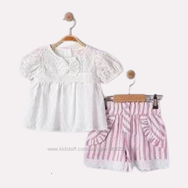 Детский костюм блуза из прошвы и шорты для девочки 9 месяцев - 2 года