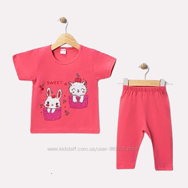 Детский летний костюм футболка и лосины для девочек 3-6 лет