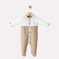 Детский человечек молочно-бежевого цвета для девочек от 0 до 6 месяцев