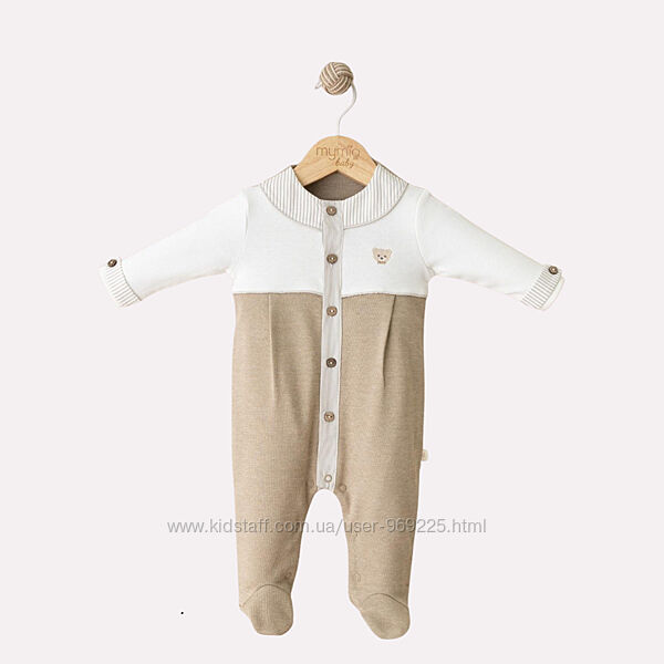 Детский человечек молочно-бежевого цвета для девочек от 0 до 6 месяцев