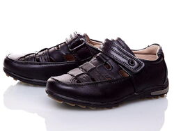  Кожаные туфли для мальчиков черные в школу Том 27-29 р