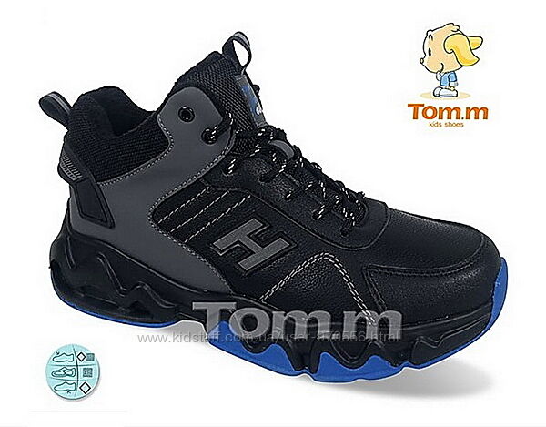  Демисезонные ботинки кроссовки на флисе Том черные 36-40р