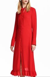 Красное платье рубашка миди H&M