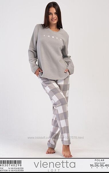  Теплі флісові піжами великих розмірів 