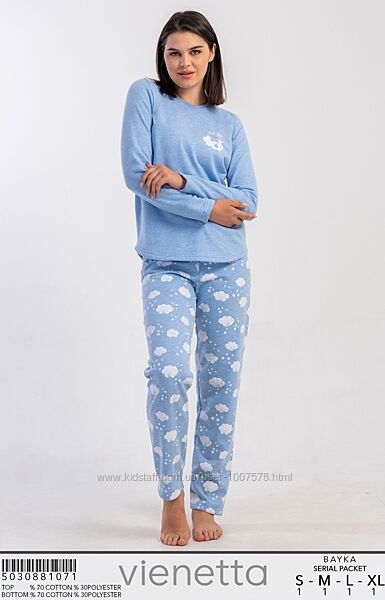 Теплі байкові піжами Vienetta Secret 