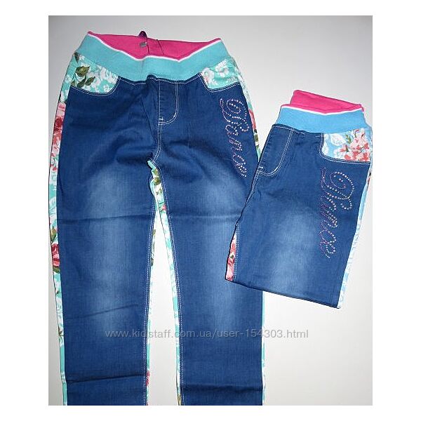 Комбинированые джинсы для девочки 128-134р