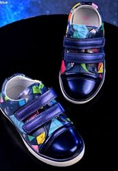 Дитячі золотисті кросівки туфлі на ліпучках 27 р. и синие кроссовки 