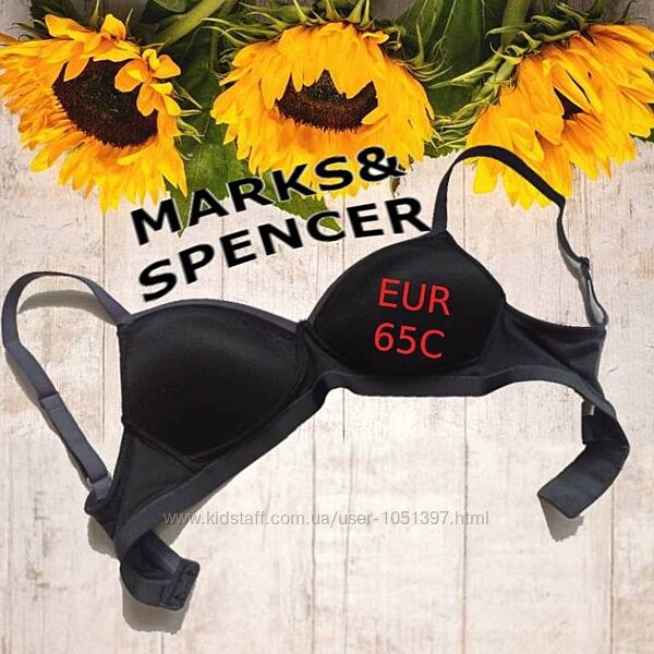 Marks & Spencer EUR 65C Бюстгальтер бесшовный без косточек поролон черный/с