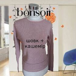 Bonsoir Теплый женский свитер в полоску шелк кашемир М