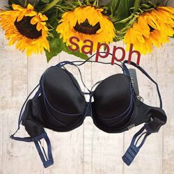  Sapph EUR 90B Бюстгальтер с портупеей поролон косточка черный т синий