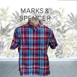 Marks&Spencer Heritage Красивая мужская рубашка короткий рукав хлопок L 