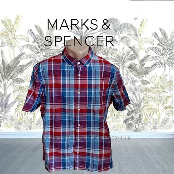 Marks&Spencer Heritage Красивая мужская рубашка короткий рукав хлопок L