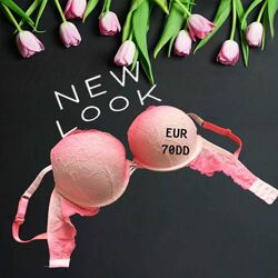 New Look EUR 70DD Бюстгальтер пуш ап поролон косточка омбре розово бежевый 