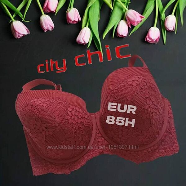 City Chic EUR 85H Бюстгальтер  поролон косточка т вишня 