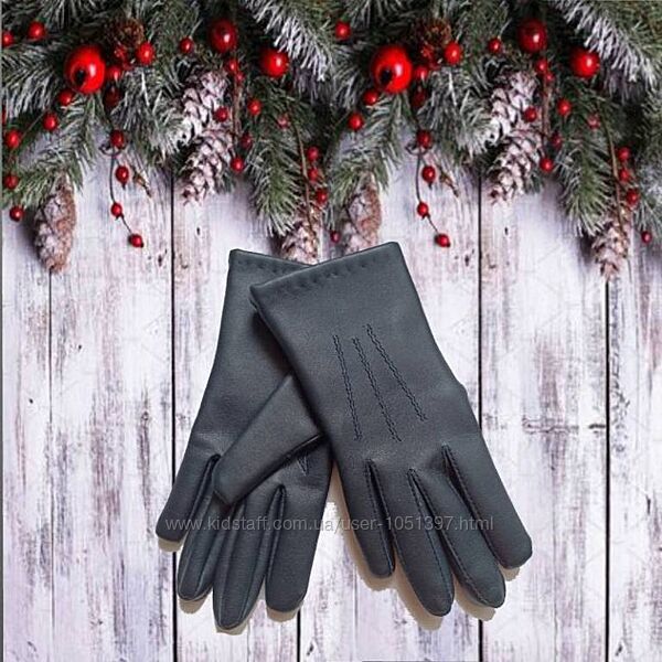 Перчатки женские под кожу утепленные синий цвет М 