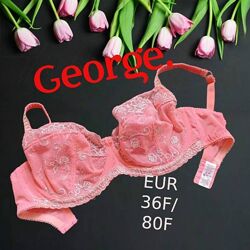 George EUR 36F/80F Бюстгальтер мягкий косточка сеточка вышивка разноцветный