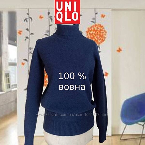 UniQlo Шерстяной теплый толстый женский гольф т синий М