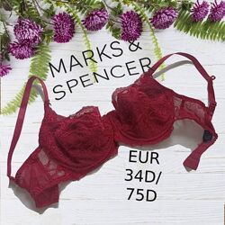 Marks&Spencer EUR 34D/75D  Бюстгальтер мягкий косточка вишнево малиновый 